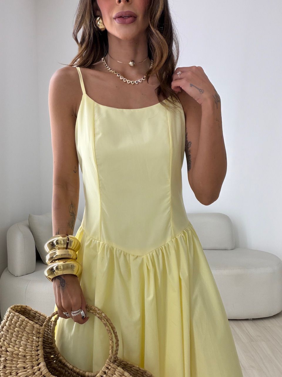 VESTIDO ALEXANDRA ALCINHA AMARELO