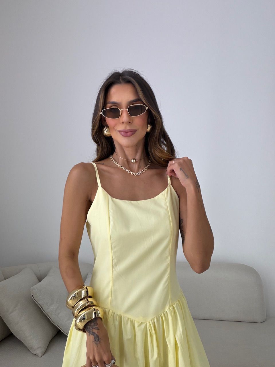 VESTIDO ALEXANDRA ALCINHA AMARELO