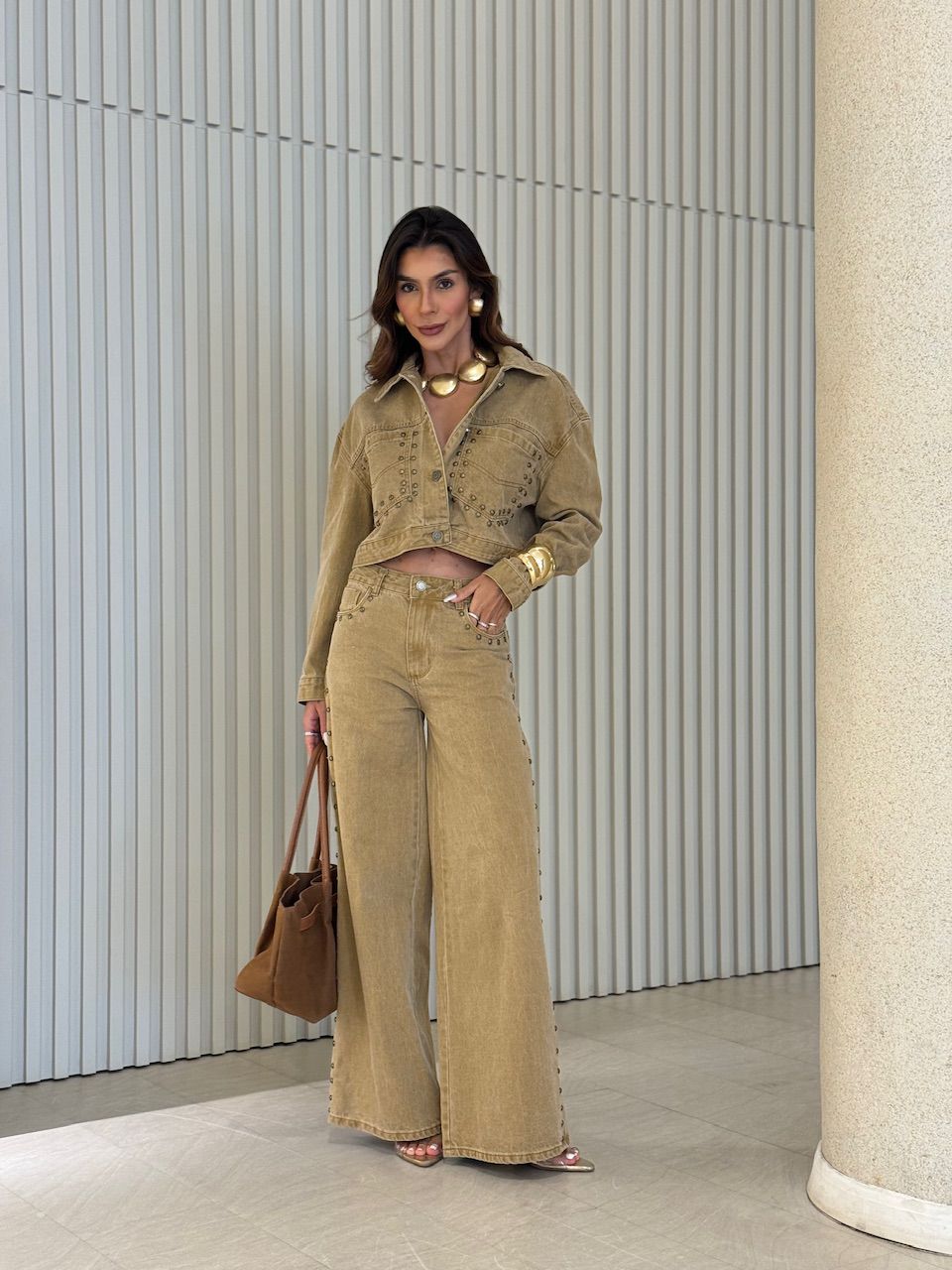 CALÇA ANDRESSA JEANS CARAMELO