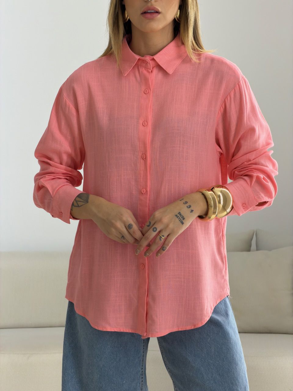 CAMISA MARIA LUIZA BÁSICA ROSA