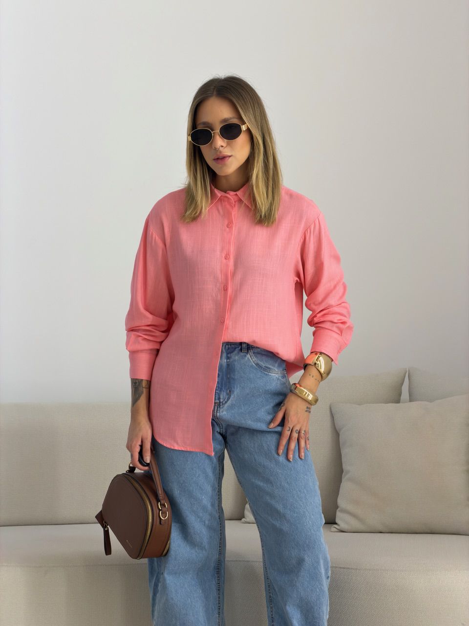 CAMISA MARIA LUIZA BÁSICA ROSA