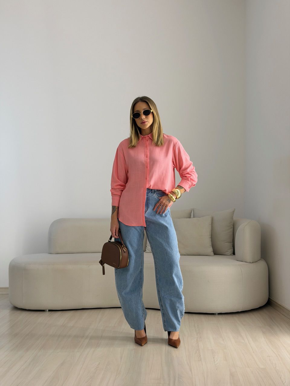 CAMISA MARIA LUIZA BÁSICA ROSA