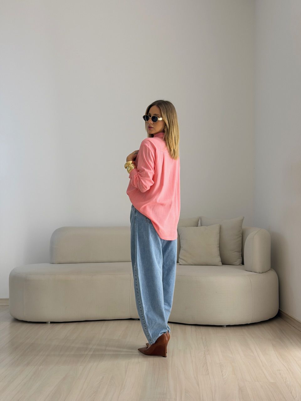 CAMISA MARIA LUIZA BÁSICA ROSA