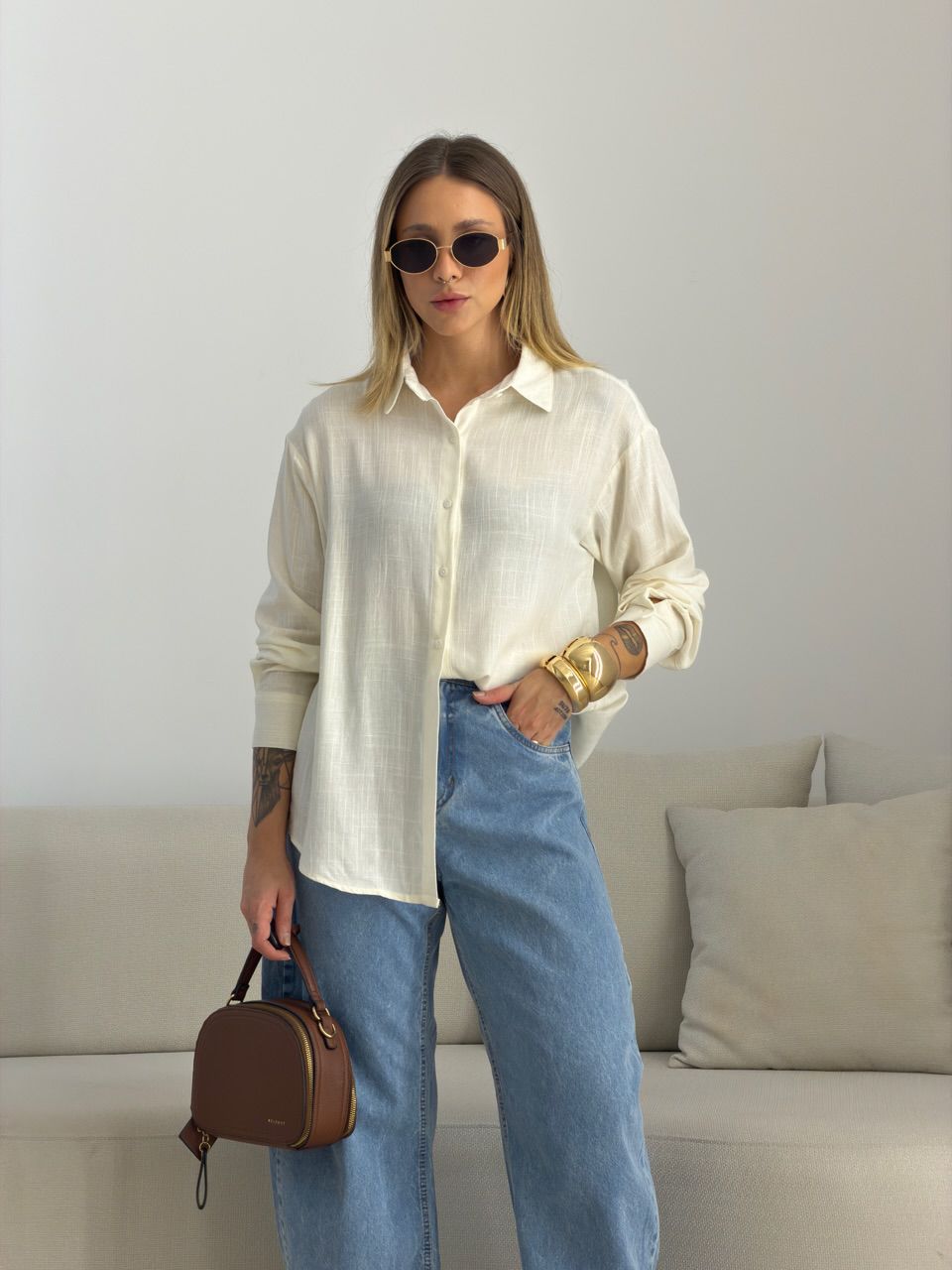 CAMISA MARIA LUIZA BÁSICA MARFIM