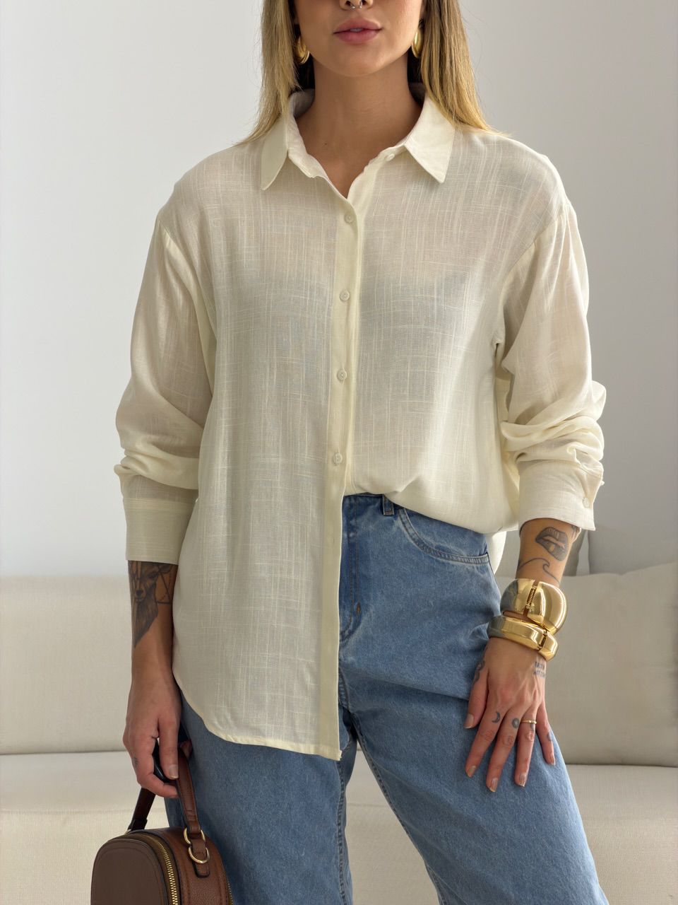 CAMISA MARIA LUIZA BÁSICA MARFIM