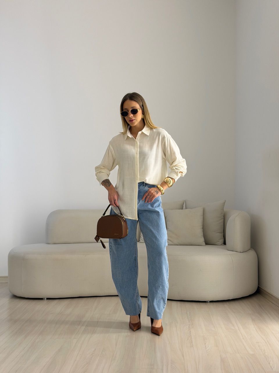 CAMISA MARIA LUIZA BÁSICA MARFIM