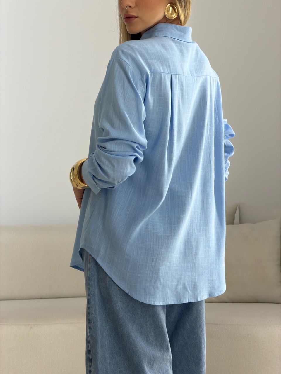 CAMISA MARIA LUIZA BÁSICA AZUL