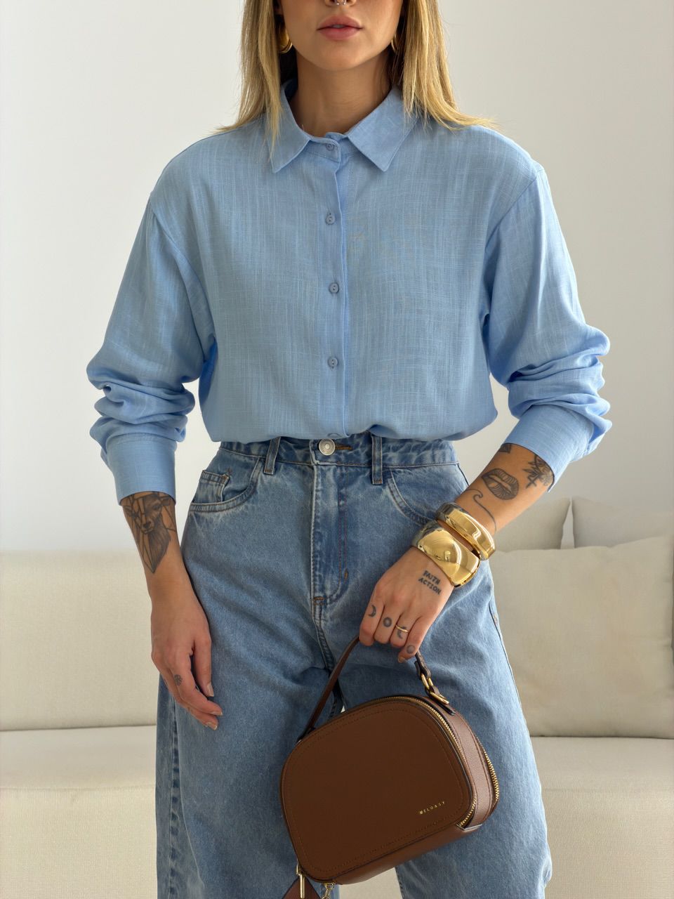 CAMISA MARIA LUIZA BÁSICA AZUL