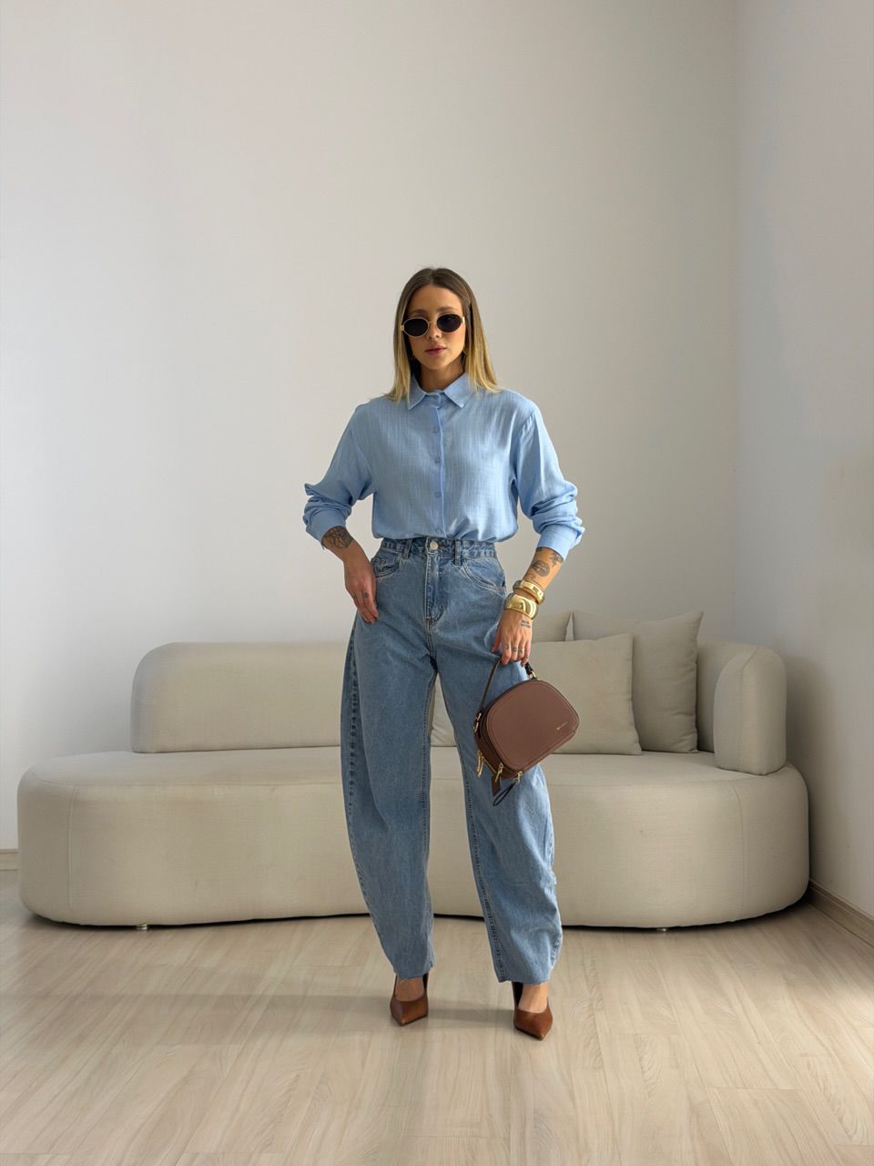 CAMISA MARIA LUIZA BÁSICA AZUL