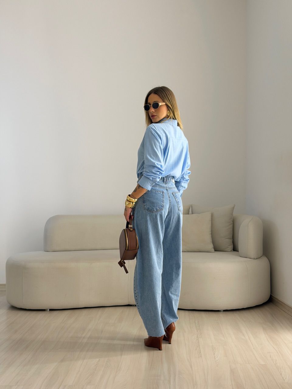 CAMISA MARIA LUIZA BÁSICA AZUL