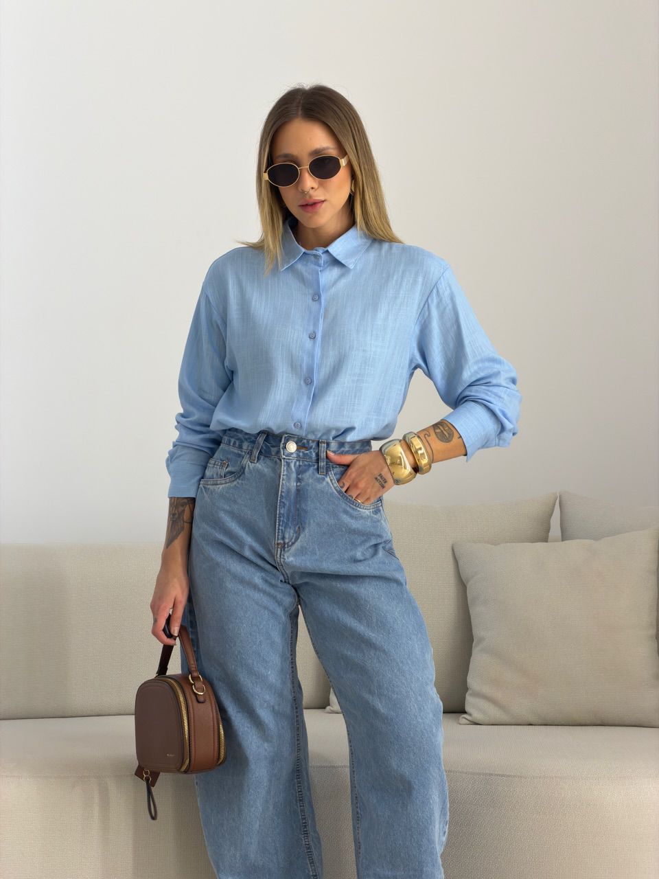 CAMISA MARIA LUIZA BÁSICA AZUL