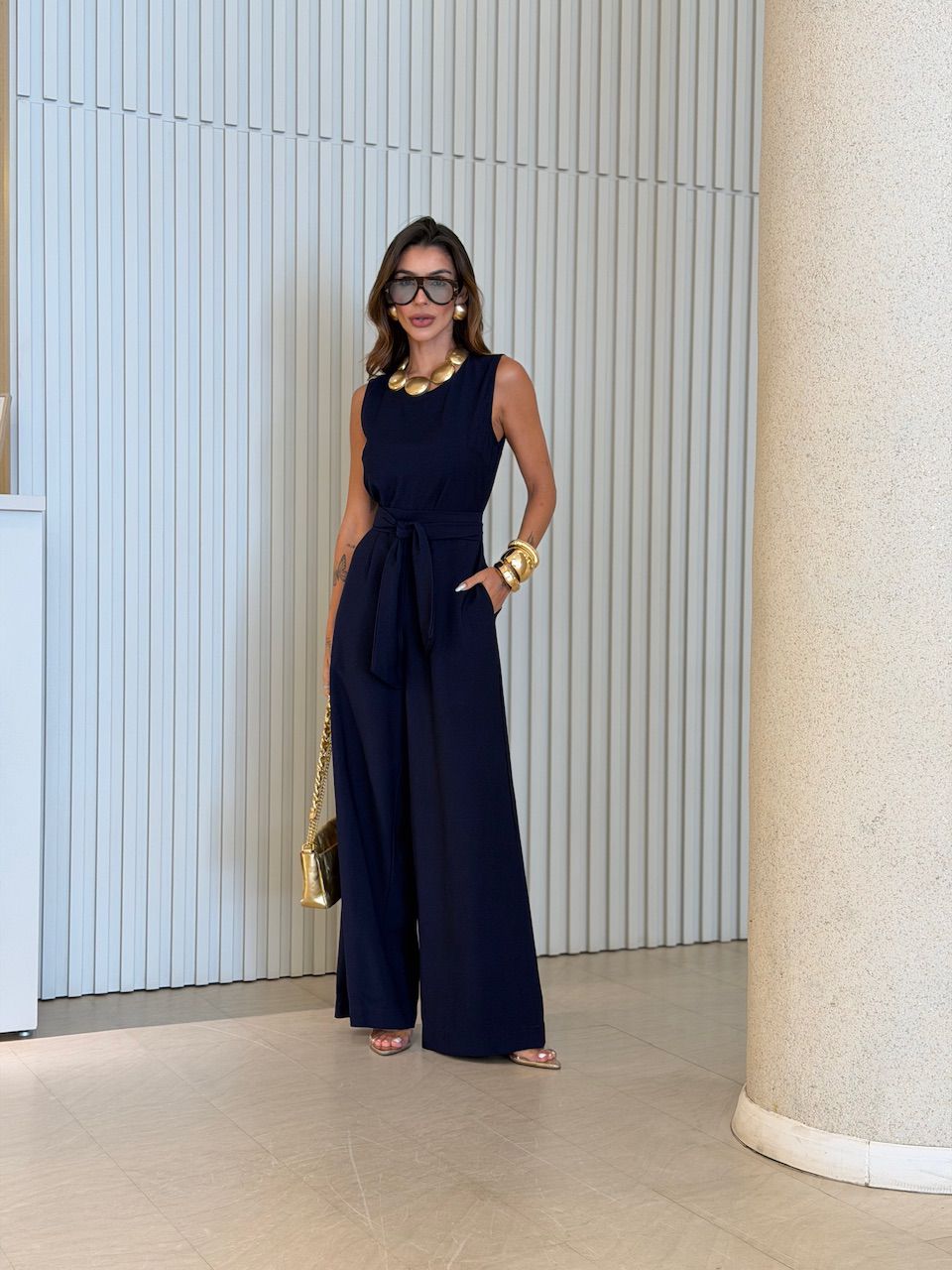 MACACÃO NINA FAIXA MARINHO - 0076150055 - CAROLLA FERRARO