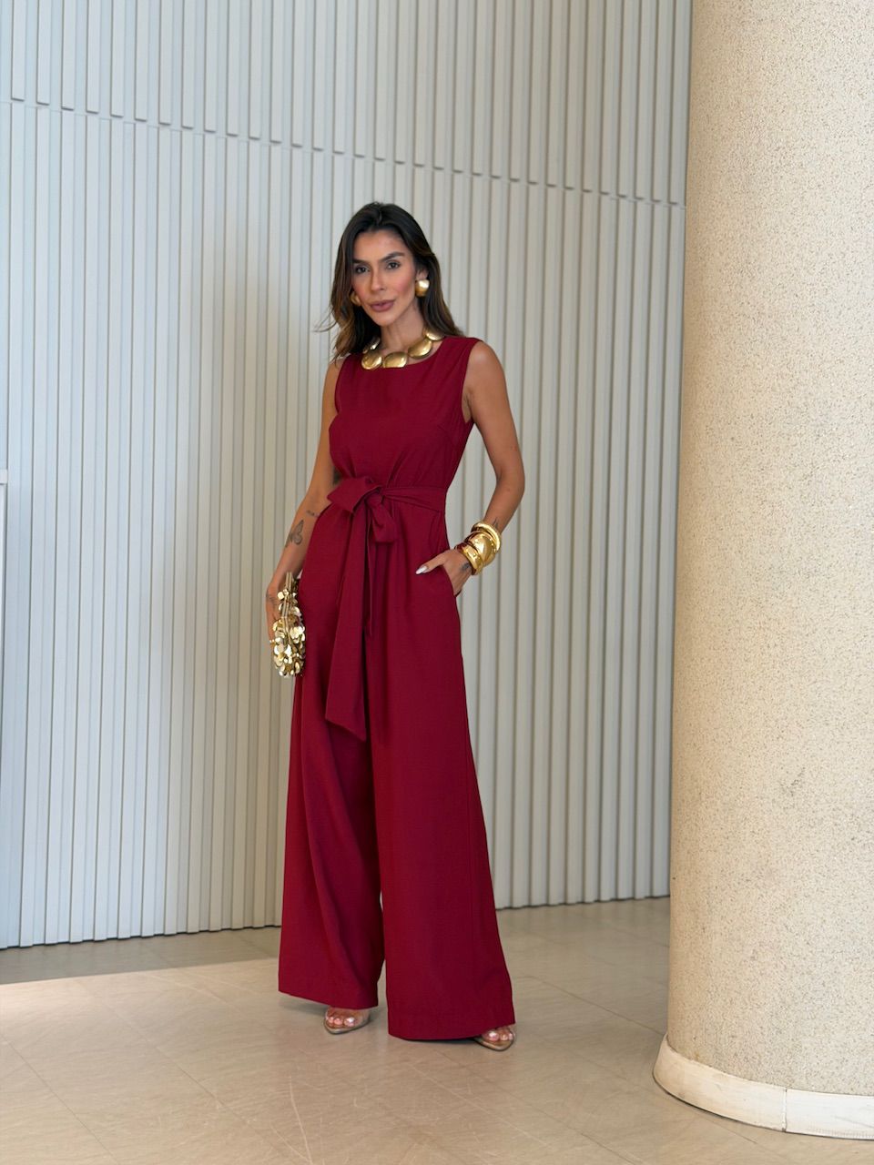 MACACÃO NINA FAIXA VINHO - 0076150168 - CAROLLA FERRARO