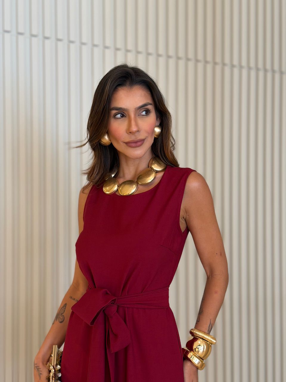 MACACÃO NINA FAIXA VINHO