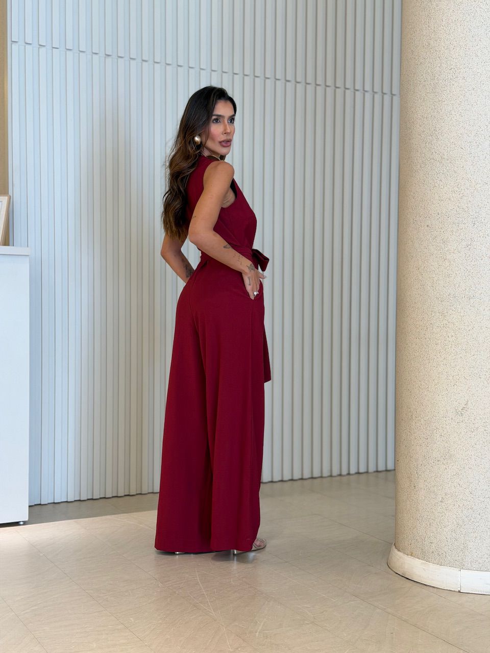 MACACÃO NINA FAIXA VINHO