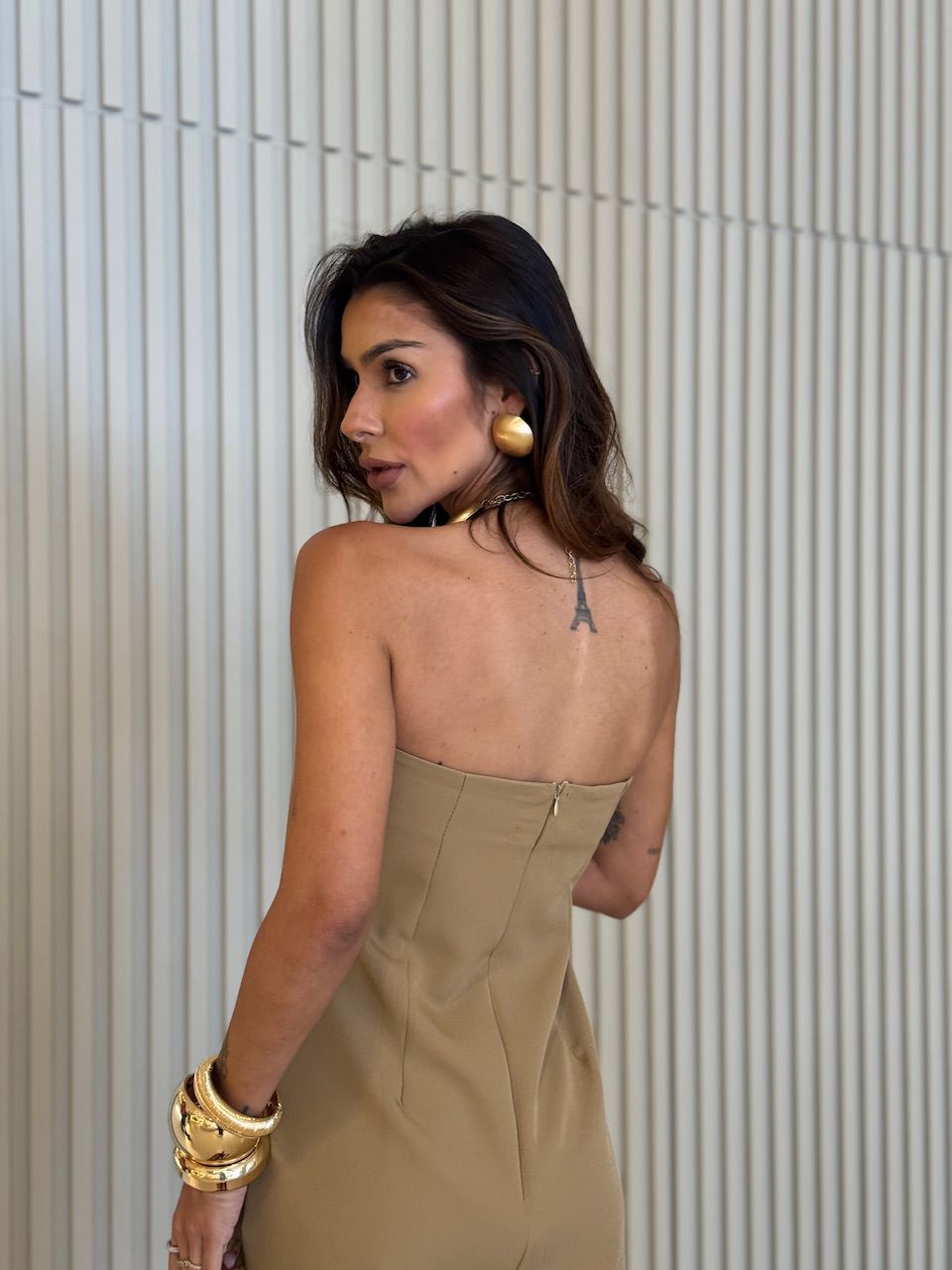 VESTIDO SUELI TOMARA QUE CAIA CAQUI