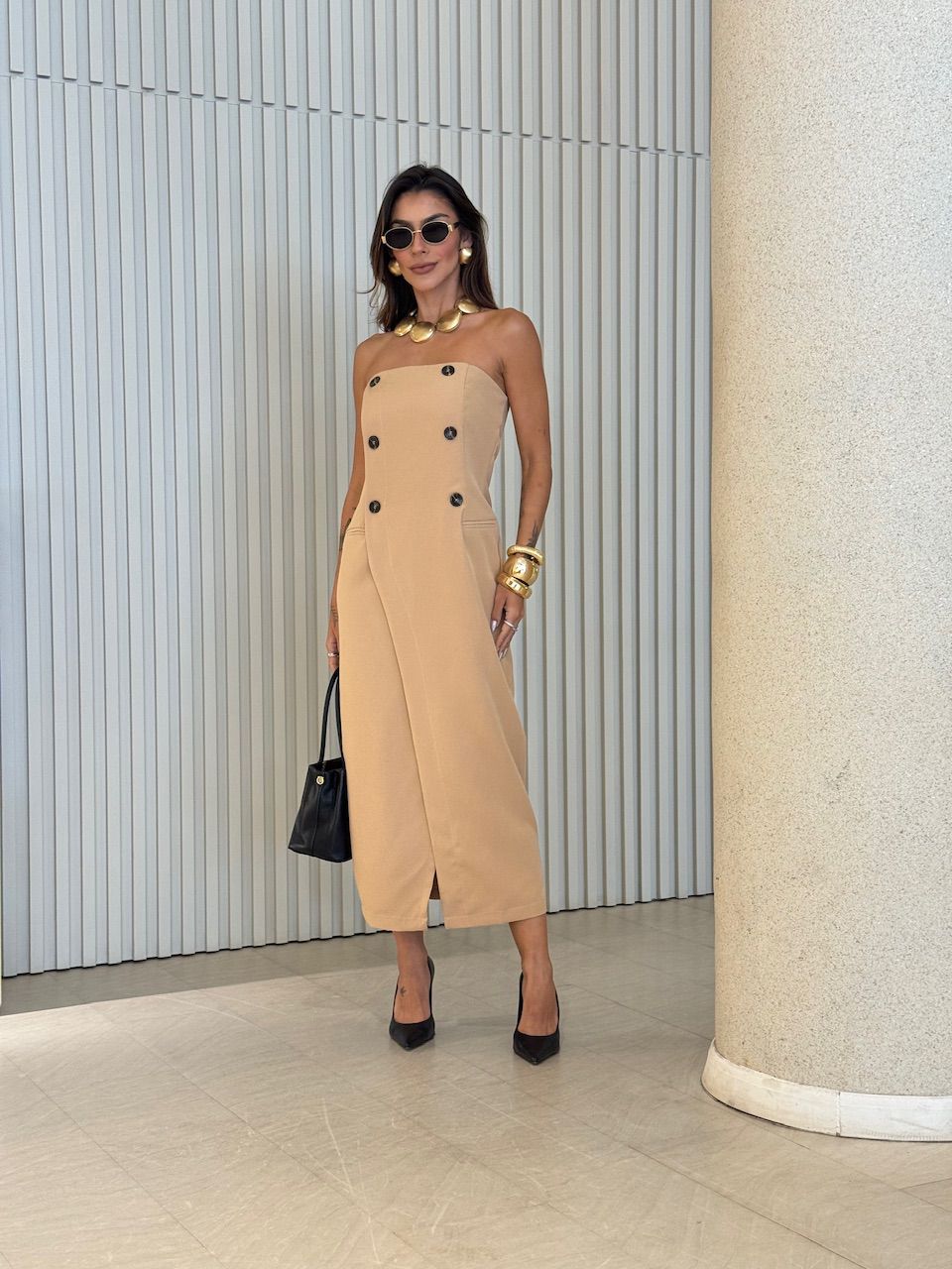 VESTIDO SUELI TOMARA QUE CAIA NUDE - 0076140049 - CAROLLA FERRARO