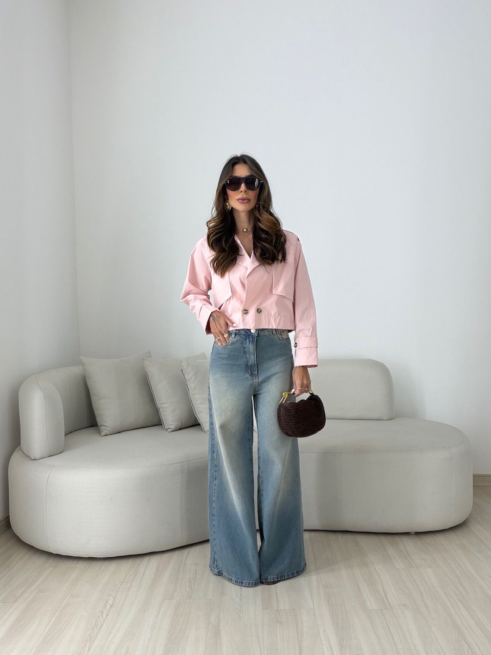 TRENCH COAT SERENA CROPPED ROSA