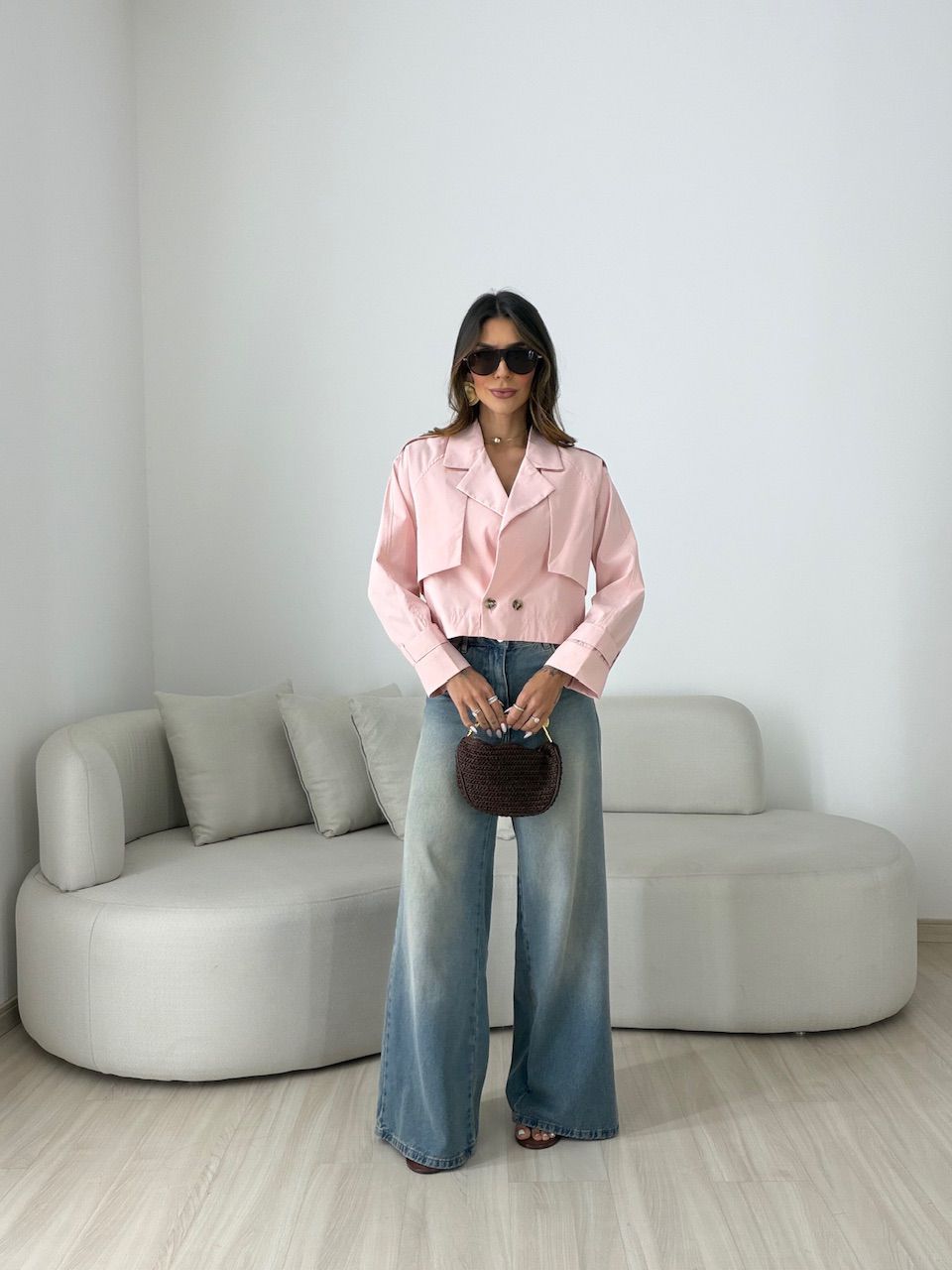 TRENCH COAT SERENA CROPPED ROSA