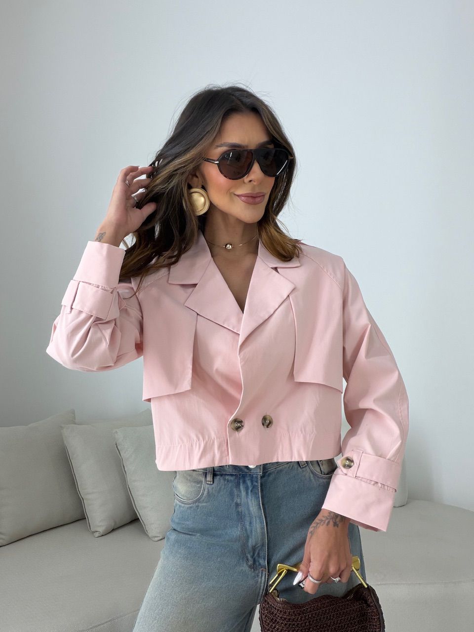 TRENCH COAT SERENA CROPPED ROSA