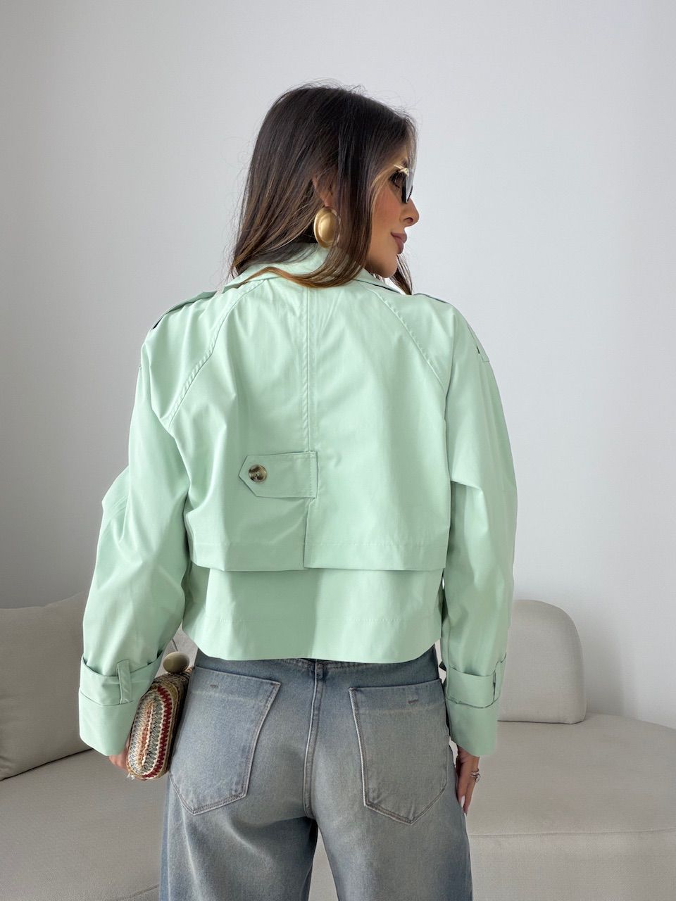 TRENCH COAT SERENA CROPPED VERDE