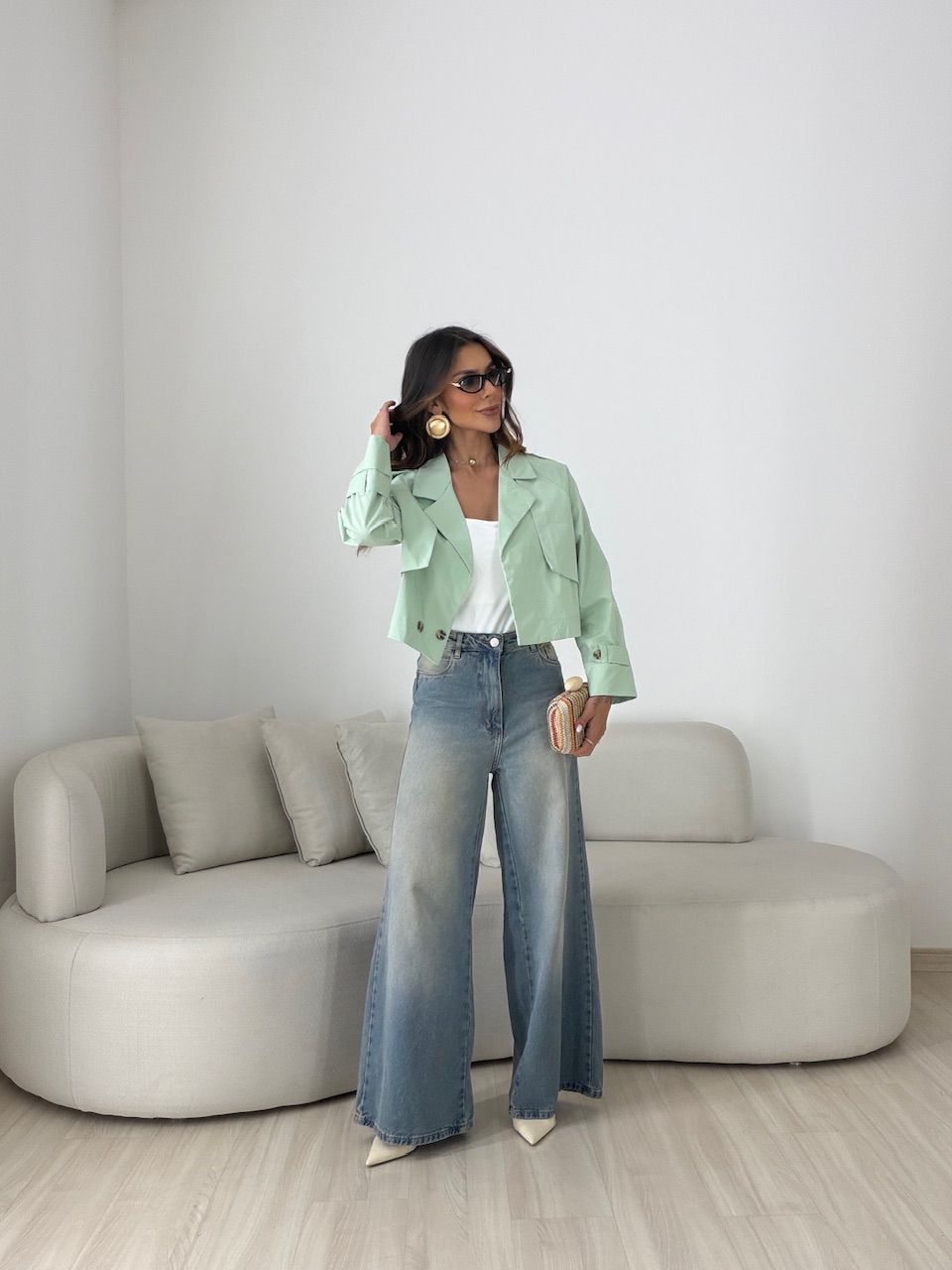 TRENCH COAT SERENA CROPPED VERDE