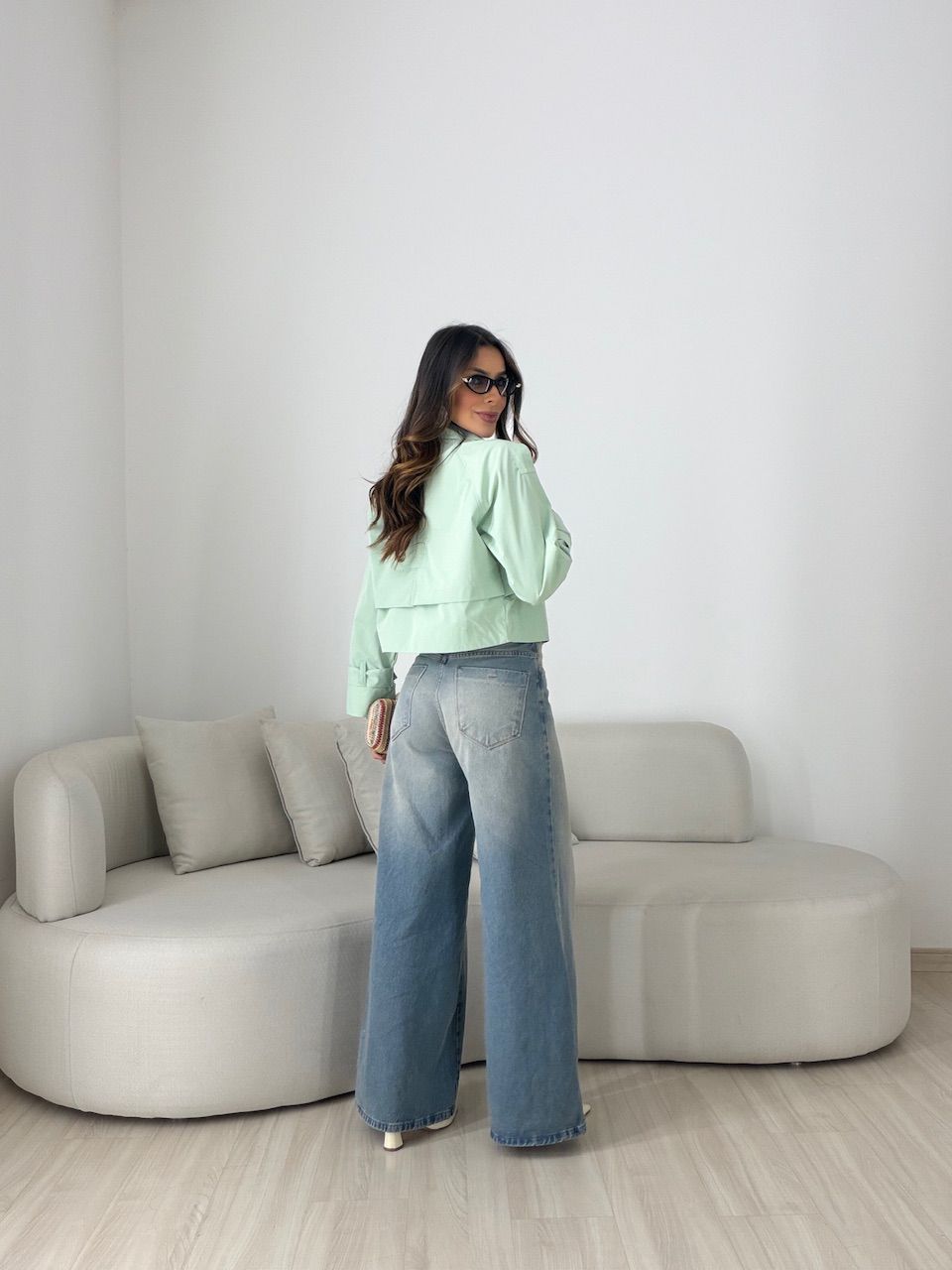 TRENCH COAT SERENA CROPPED VERDE