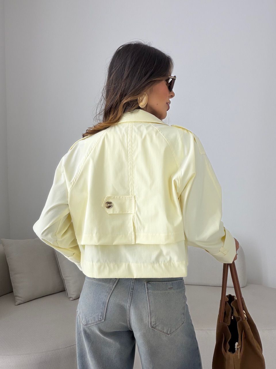 TRENCH COAT SERENA CROPPED YELLOW BUTTER