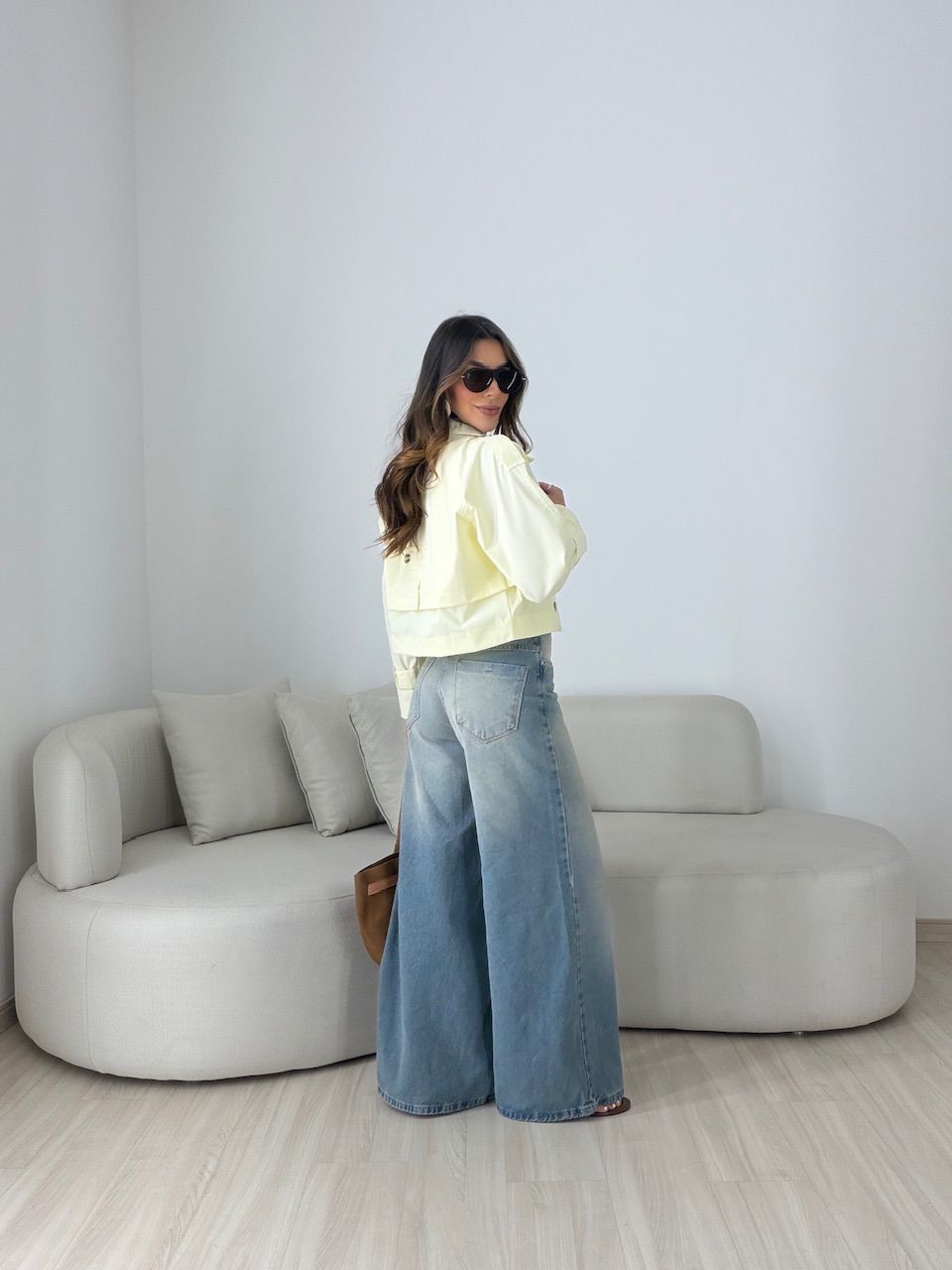 TRENCH COAT SERENA CROPPED YELLOW BUTTER