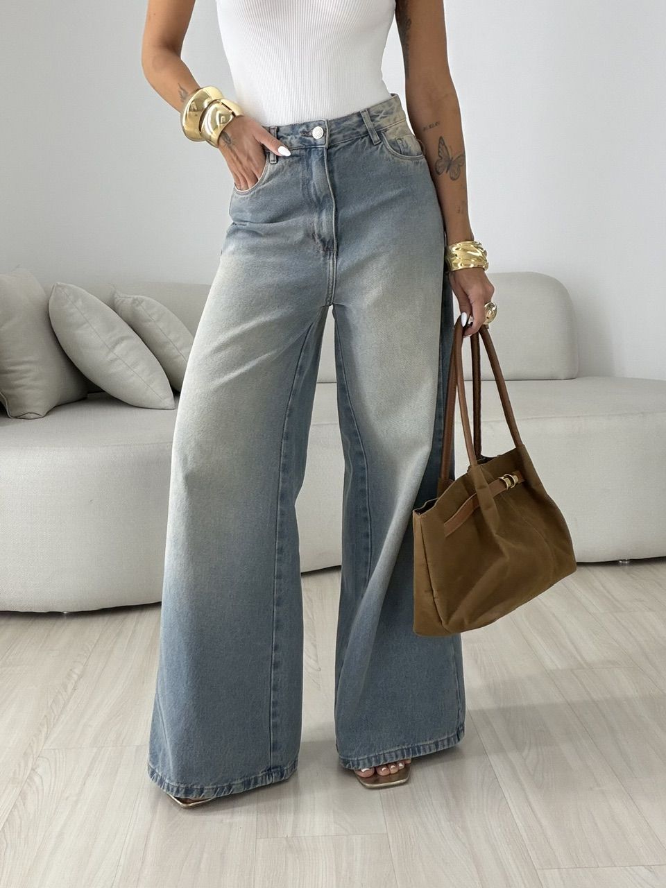 CALÇA ANNE WIDE SUJINHA - 0080520466 - CAROLLA FERRARO