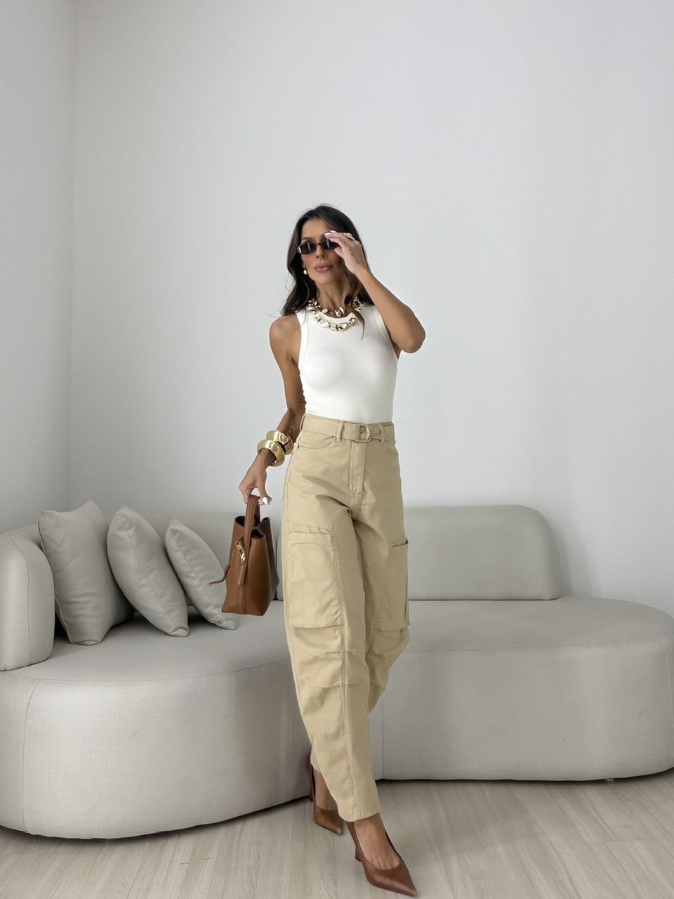 CALÇA EMÍLIA BALLOON BEGE
