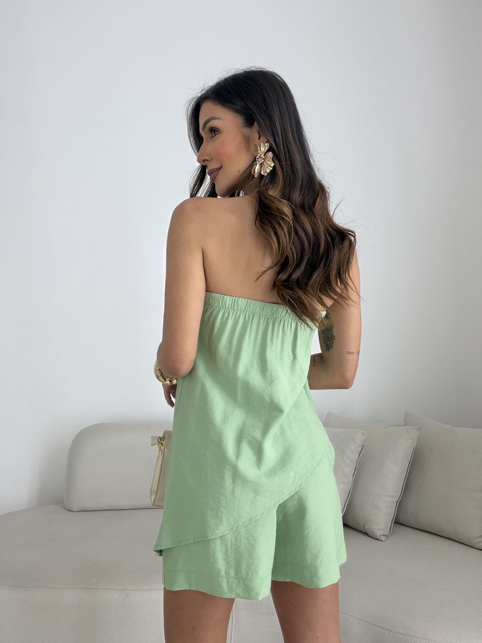 CONJUNTO CATARINA BLUSA ASSIMÉTRICA VERDE