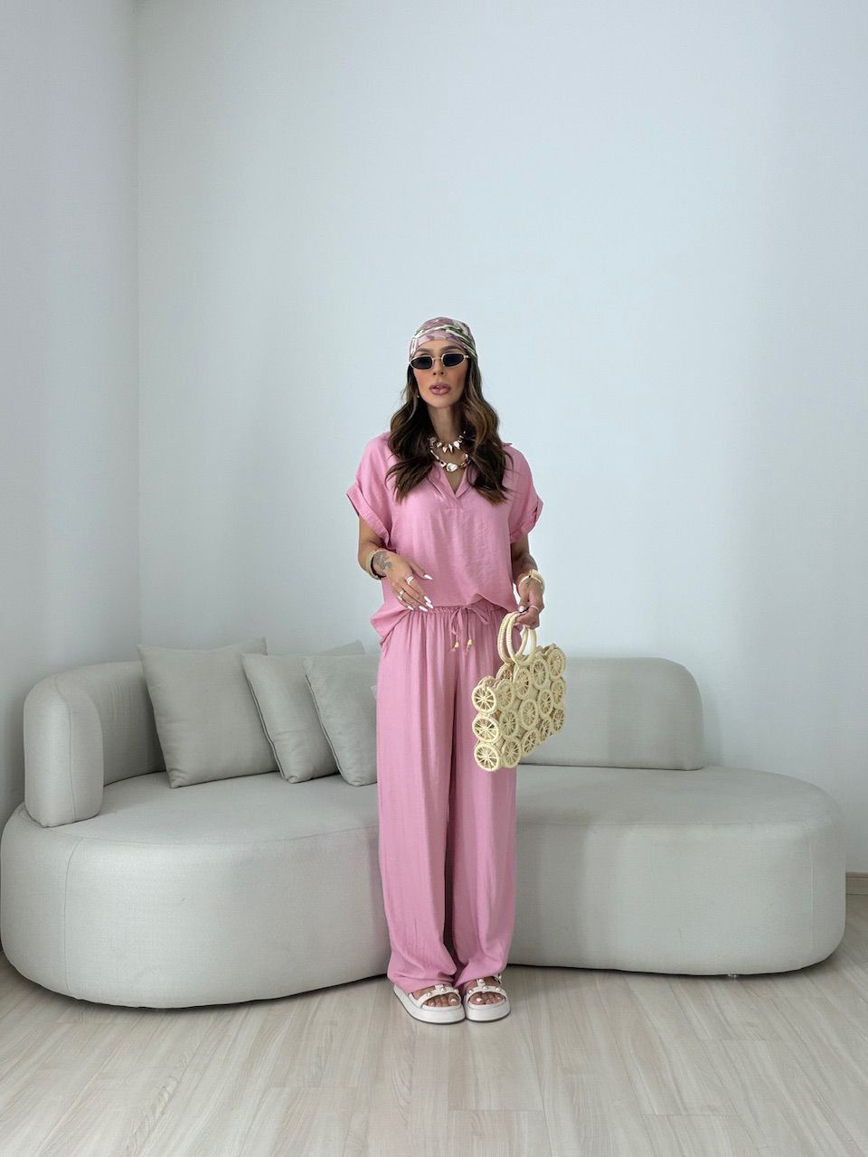 CONJUNTO MELINA CALÇA ROSA - 0080770031 - CAROLLA FERRARO
