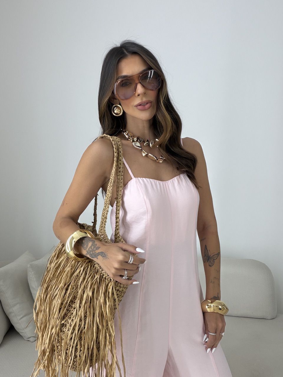 MACACÃO BÁRBARA BOLSOS ROSA