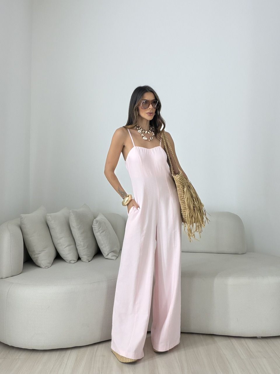 MACACÃO BÁRBARA BOLSOS ROSA