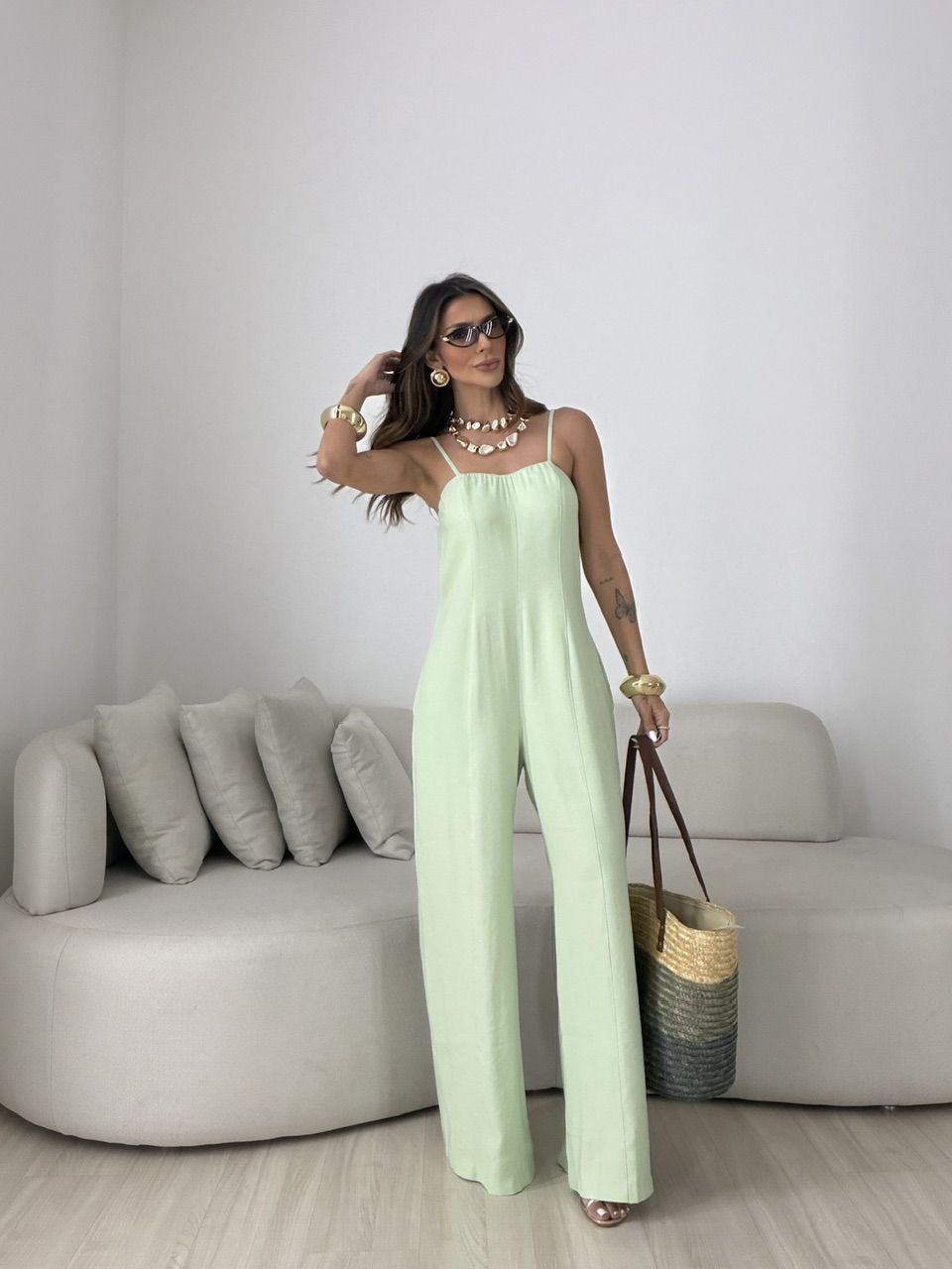 MACACÃO BÁRBARA BOLSOS VERDE - 0080730230 - CAROLLA FERRARO