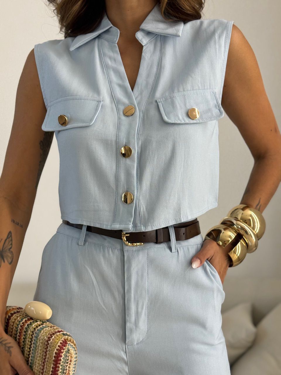 CONJUNTO CRISTIANE COLETE CALÇA BABY BLUE