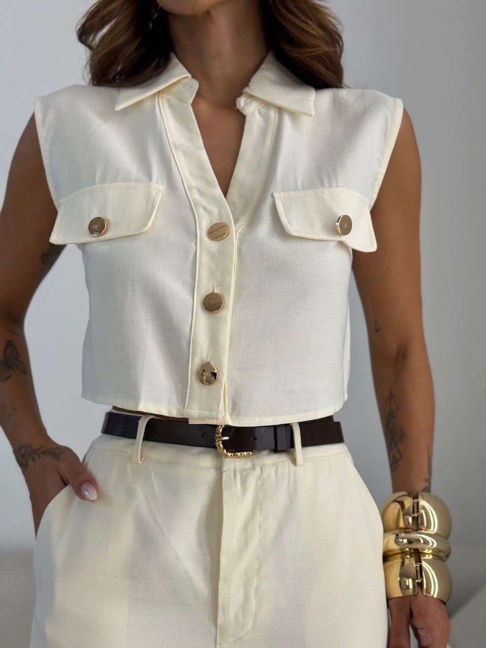 CONJUNTO CRISTIANE COLETE CALÇA MARFIM