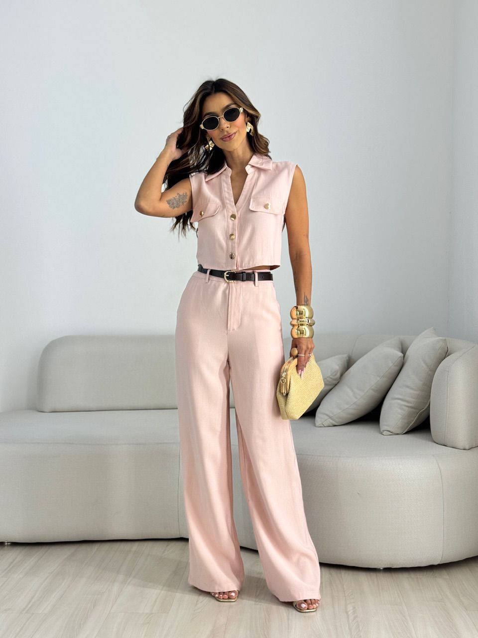 CONJUNTO CRISTIANE COLETE CALÇA ROSÊ