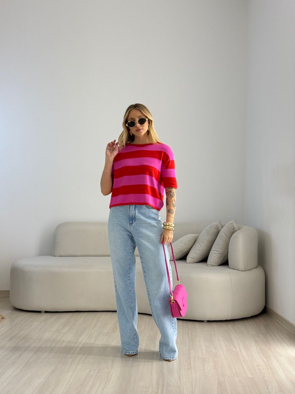 CROPPED ANA CLARA LISTRADO PINK/CEREJA