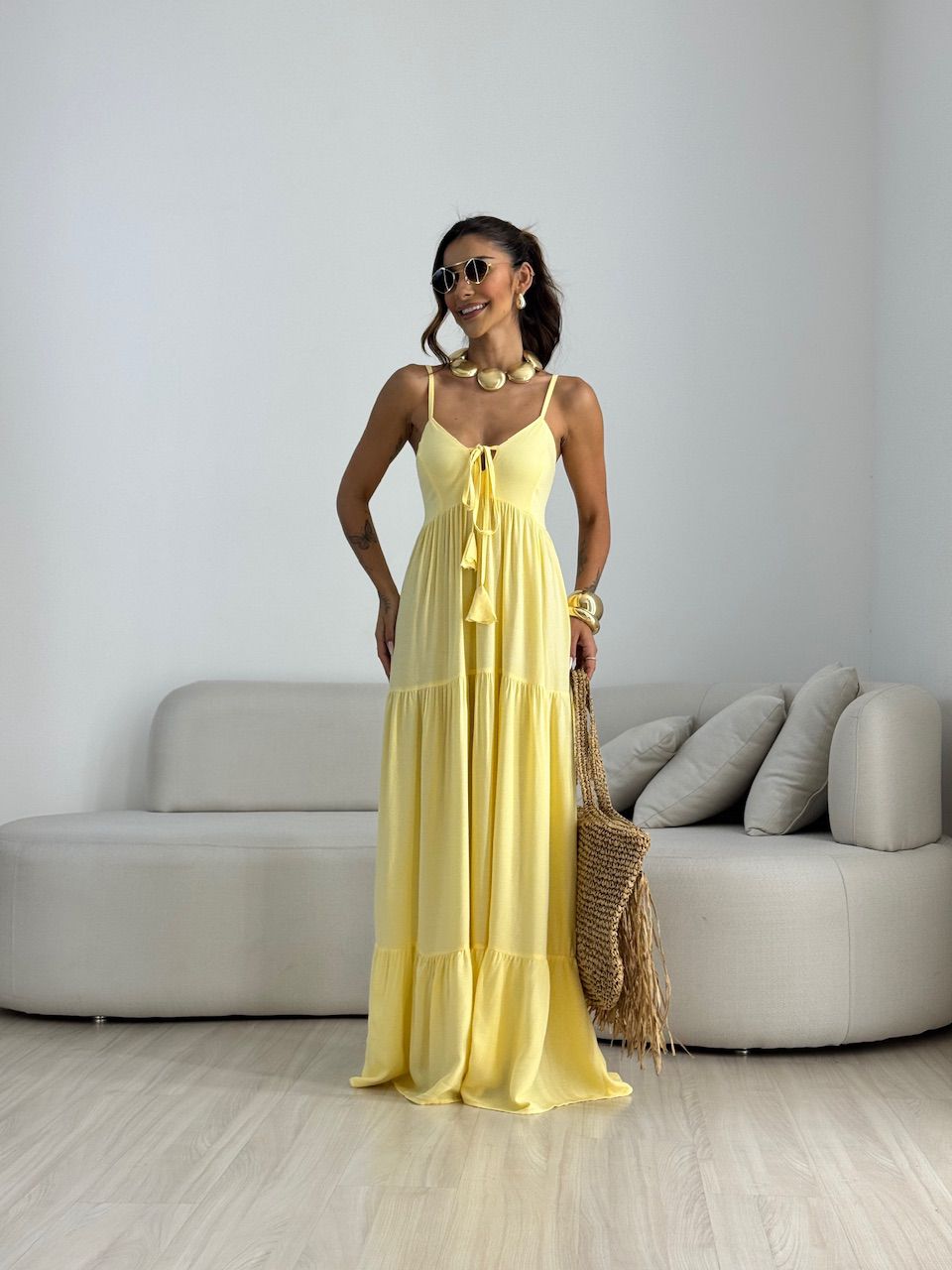 VESTIDO CECÍLIA ALCINHA Amarelo