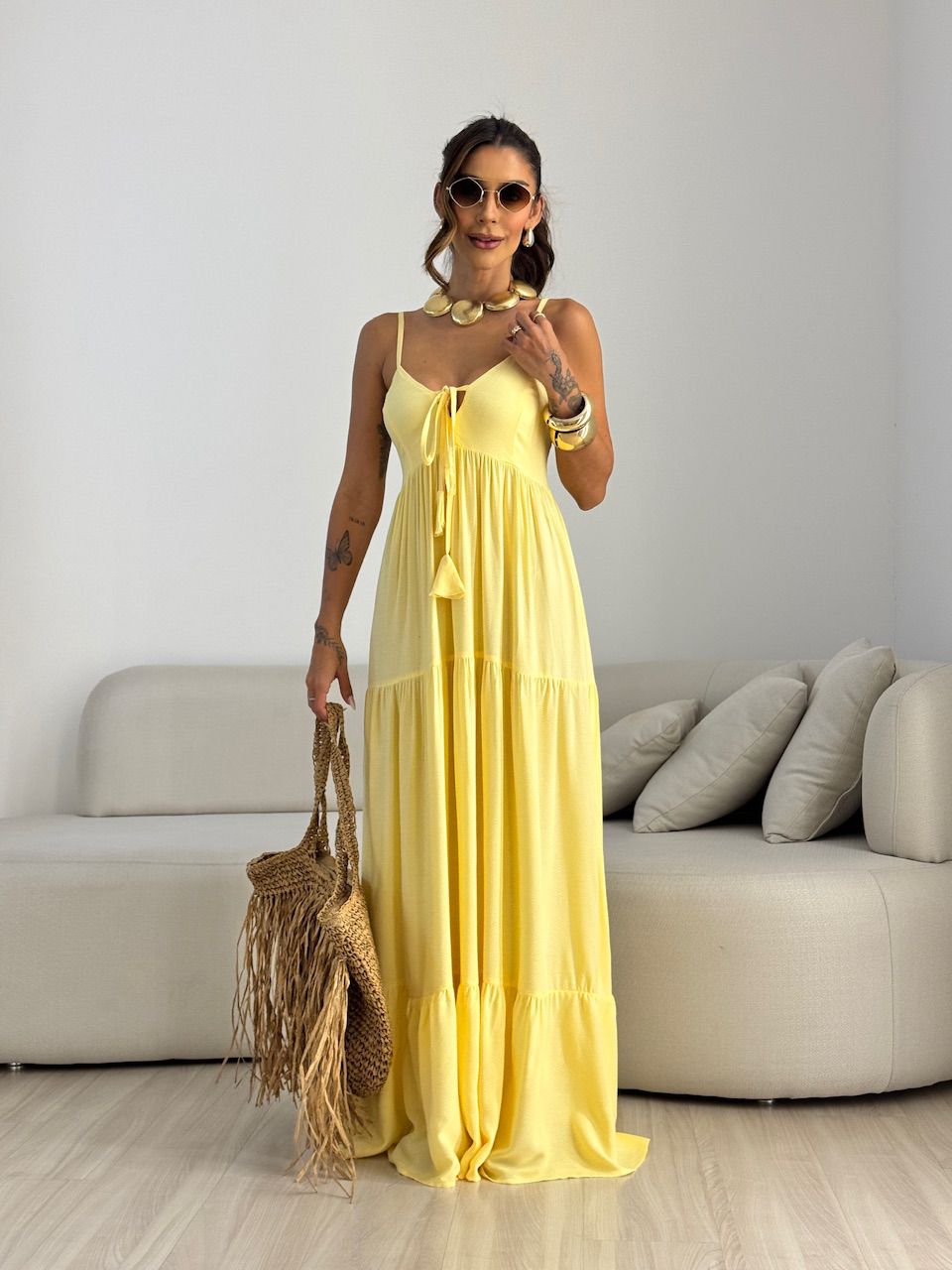 VESTIDO CECÍLIA ALCINHA Amarelo