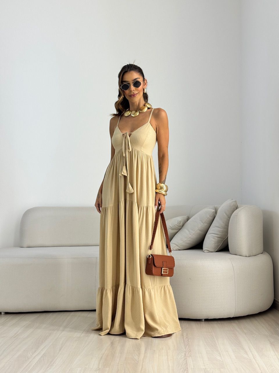 VESTIDO CECÍLIA ALCINHA NUDE- - 0070300245 - CAROLLA FERRARO