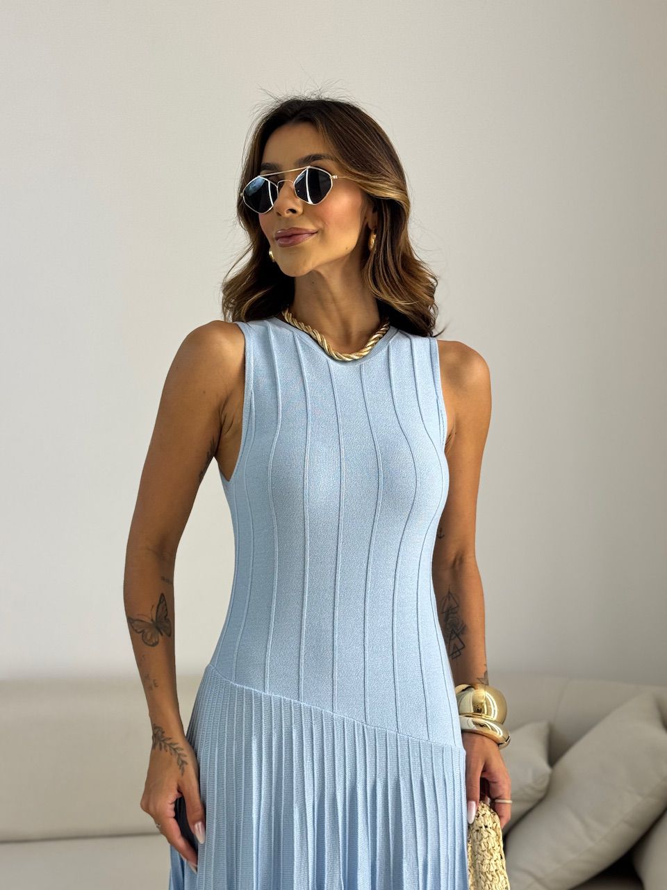 VESTIDO DAFNE TRICOT azul