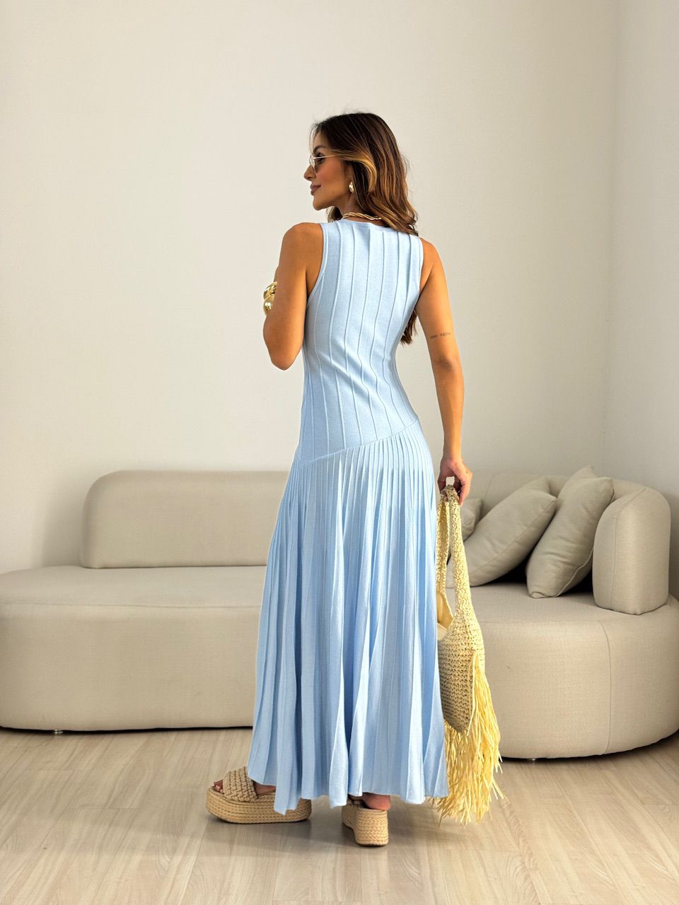 VESTIDO DAFNE TRICOT azul
