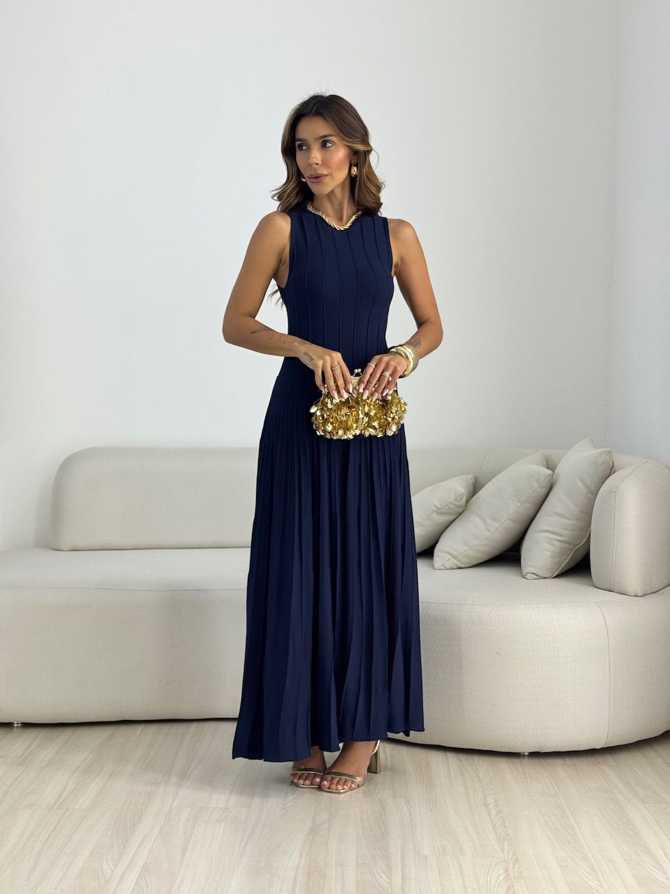 VESTIDO DAFNE TRICOT marinho