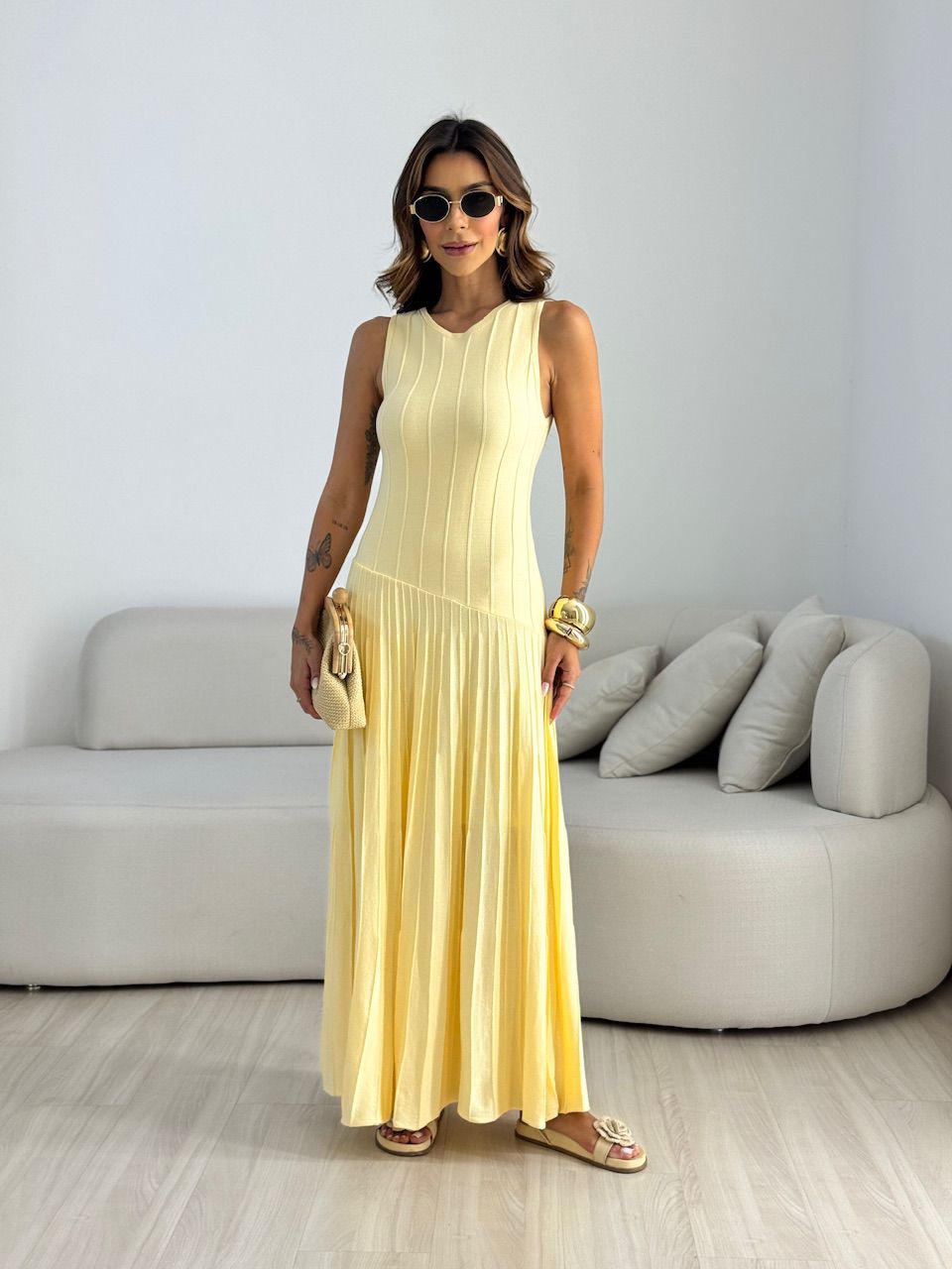 VESTIDO DAFNE TRICOT YELLOW BUTTER - 0070210431 - CAROLLA FERRARO