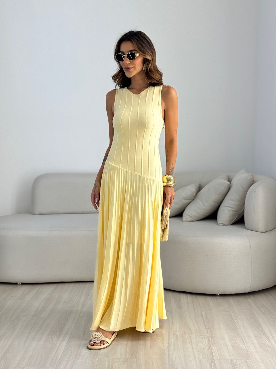 VESTIDO DAFNE TRICOT YELLOW BUTTER
