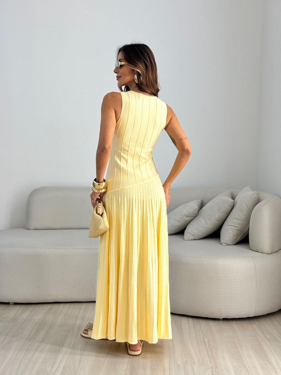 VESTIDO DAFNE TRICOT YELLOW BUTTER