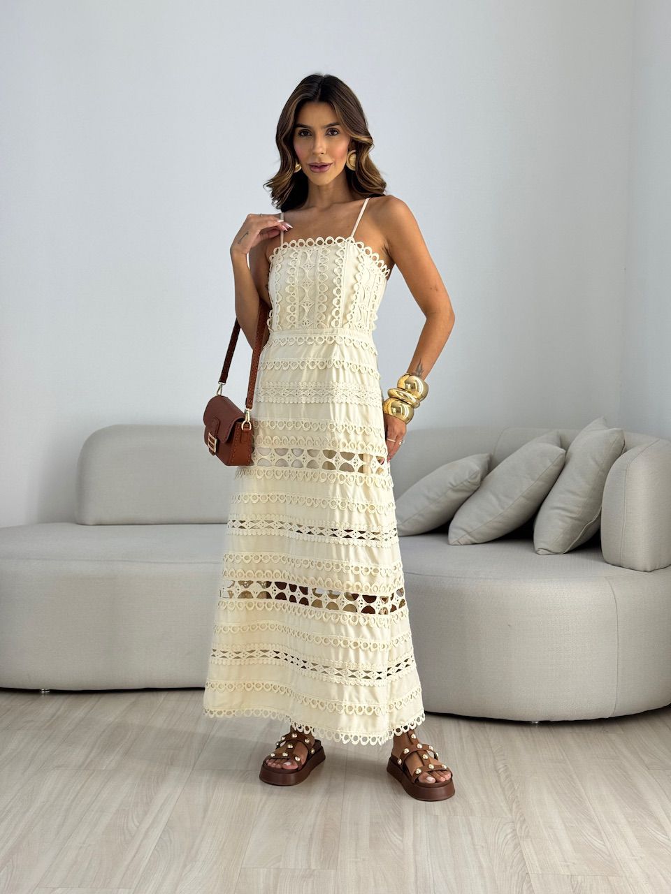 VESTIDO IRENE LAISE AREIA